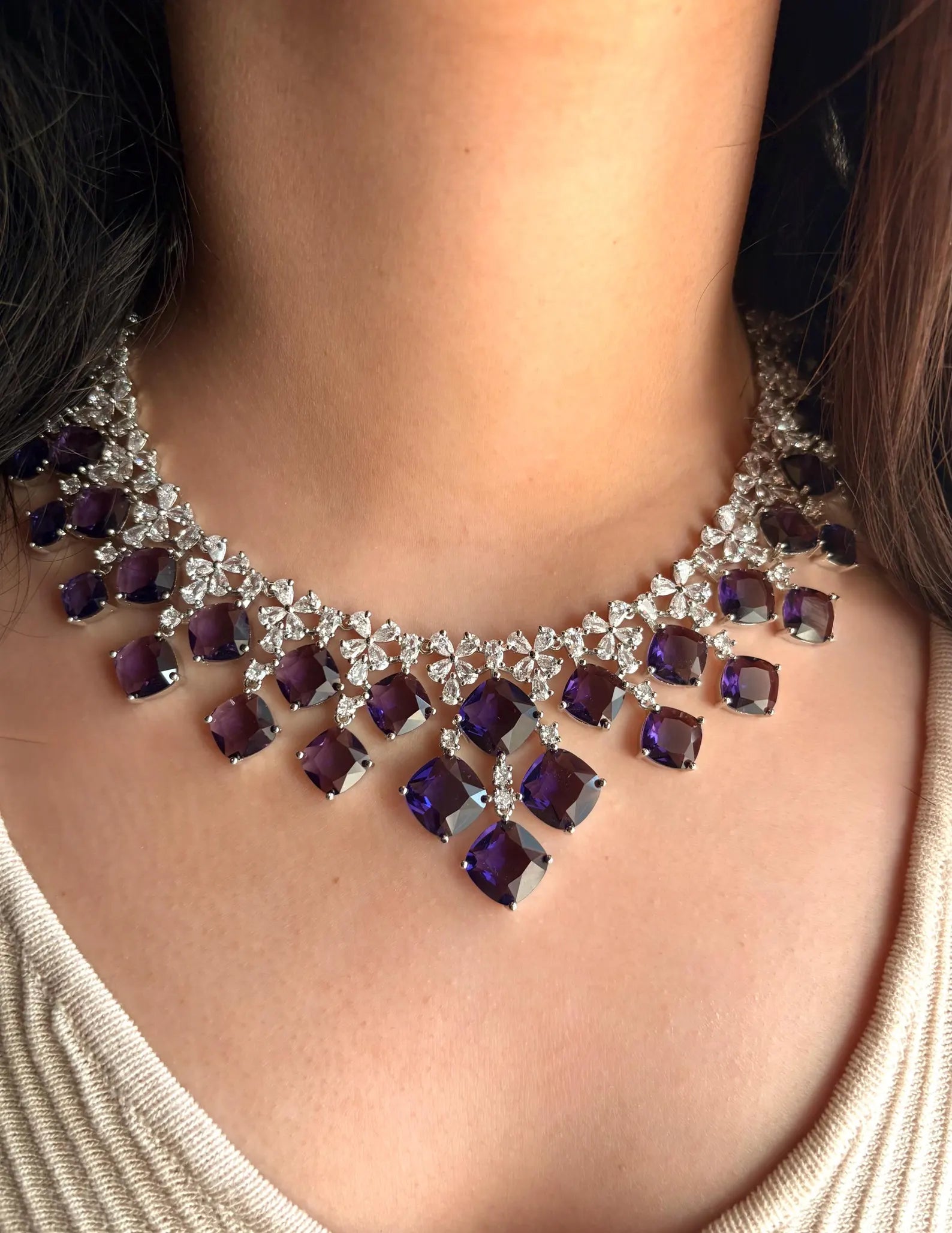 ELIZA Purple AD Necklace Set