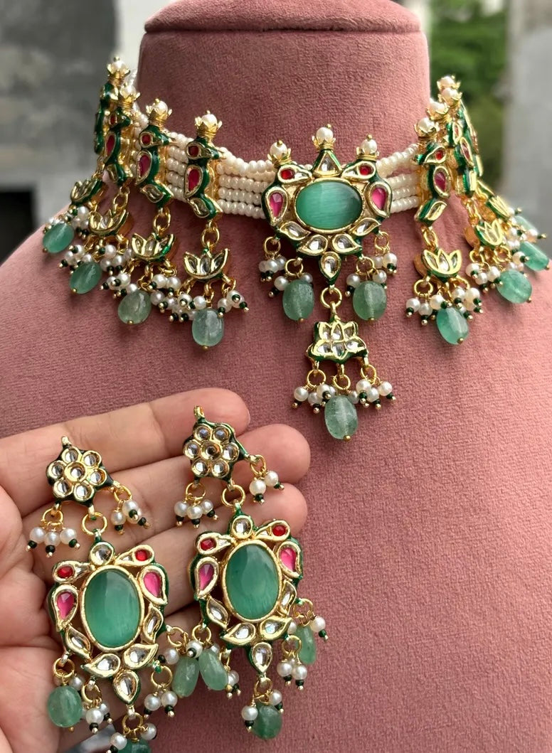 AYESHA Mint Kundan Necklace Set