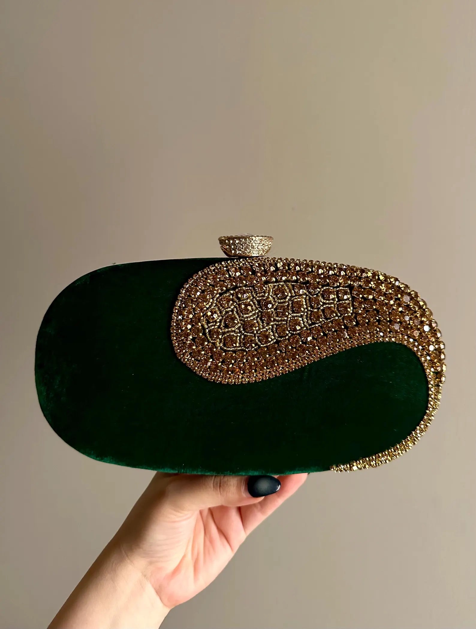 KAVI Emerald Green Gold Clutch Purse