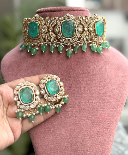 MAISHA Mint Kundan Choker Set