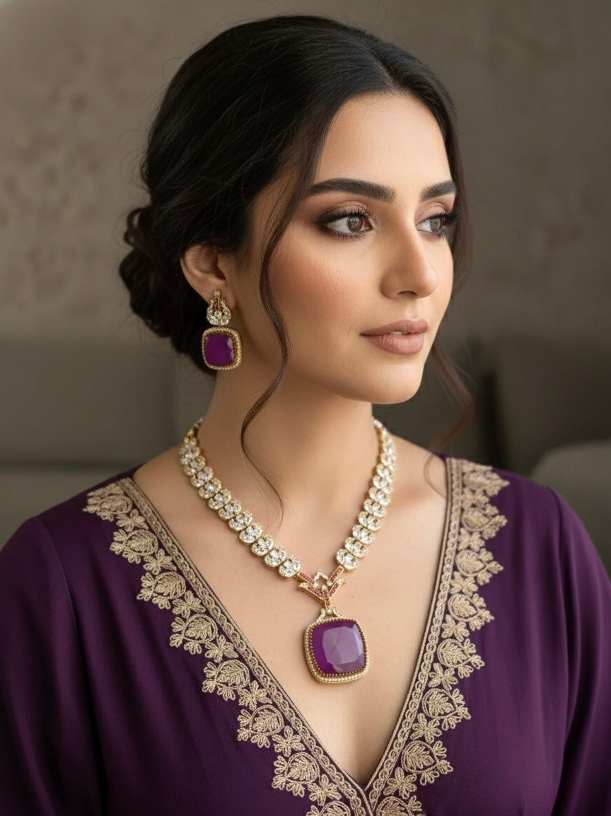 ARLEENA Purple necklace set