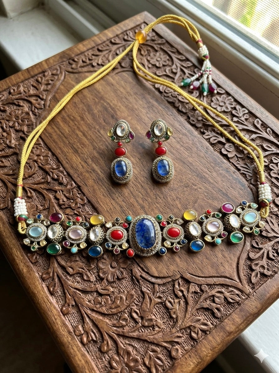 NIRAYA Sabyasachi inspired multicoloured choker set