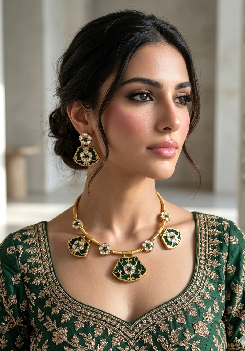 KIAH Green Hasli Necklace Set
