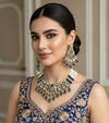 KASHMIRA Navy Blue Polki Kundan Necklace Set