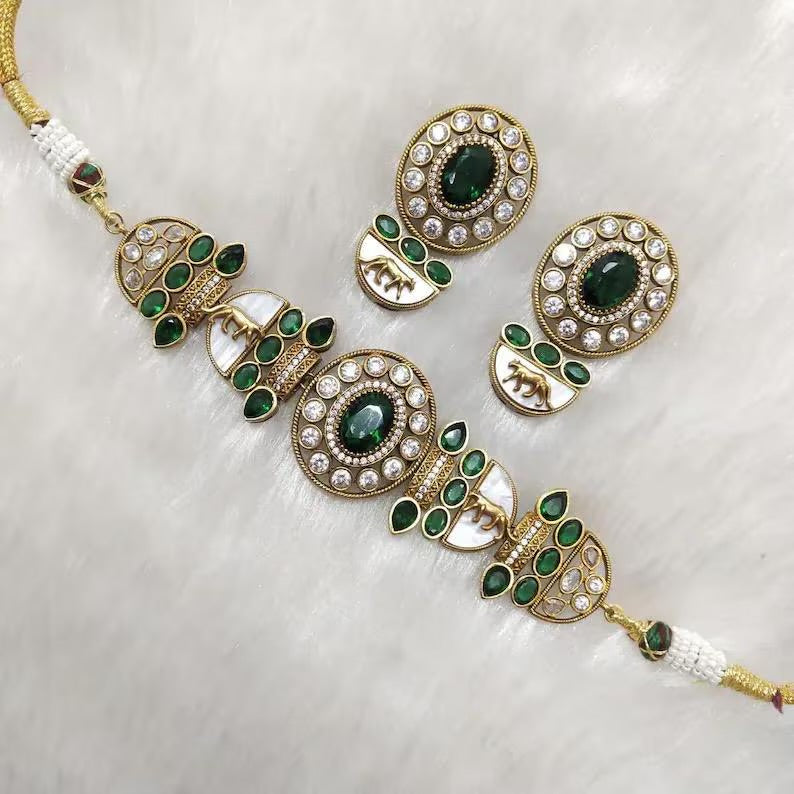 NIYA Green Gold Necklace Set
