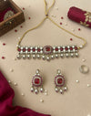 MANIKA Ruby Red Polki Choker Necklace Set