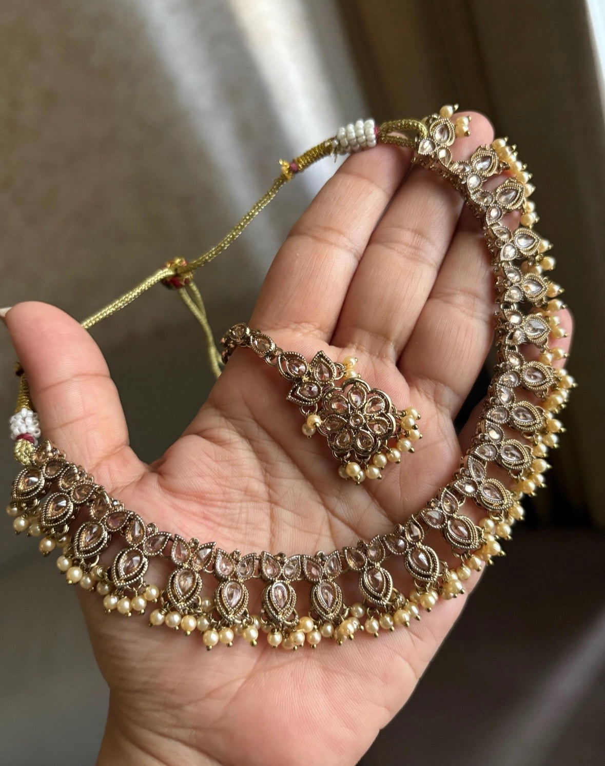 HEMI Clear Polki Necklace Set