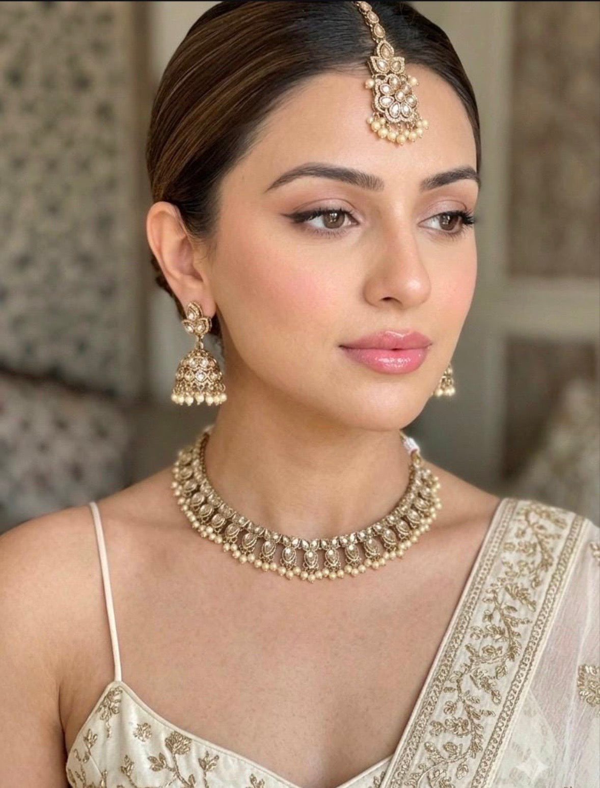 HEMI Clear Polki Necklace Set
