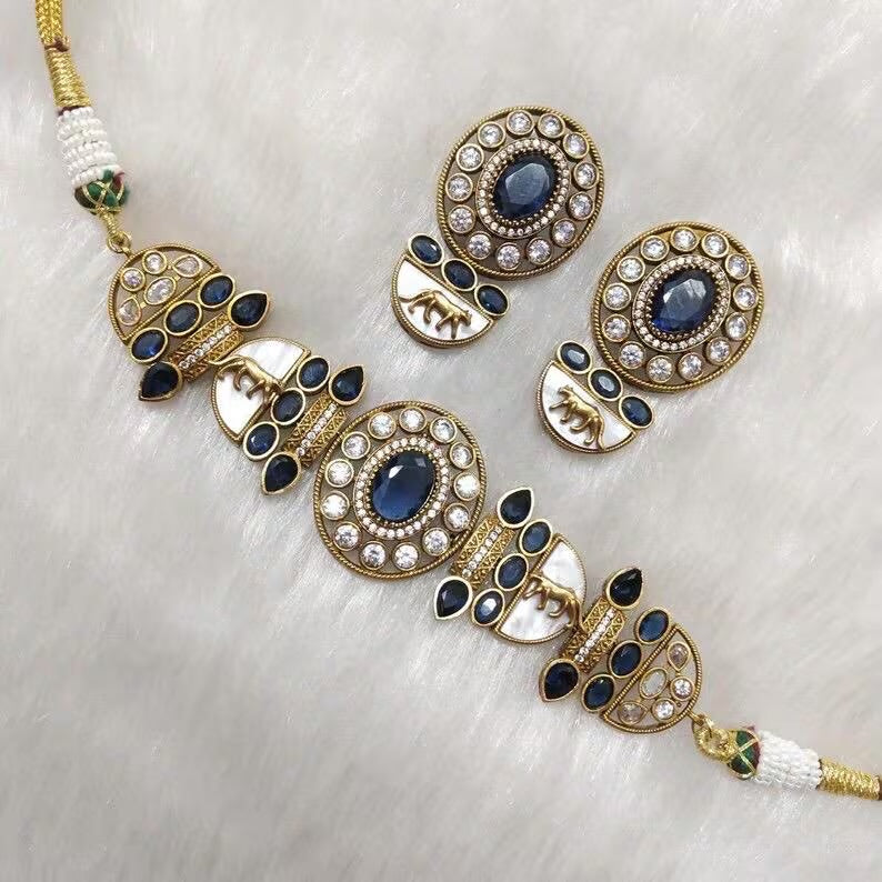 NIYA Blue Gold Necklace Set