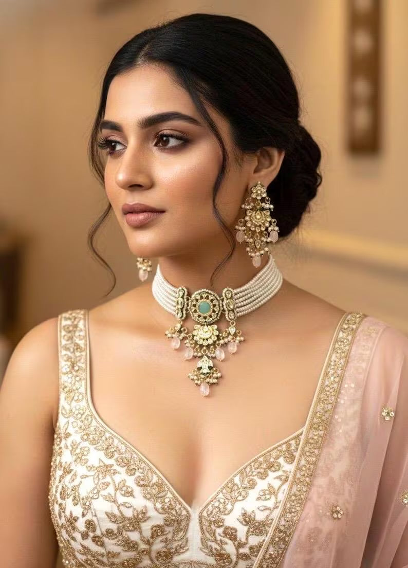 NADIRA White Pink Necklace Set