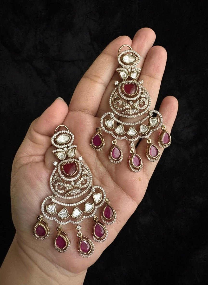 KASHMIRA Ruby Red Polki Kundan Necklace Set