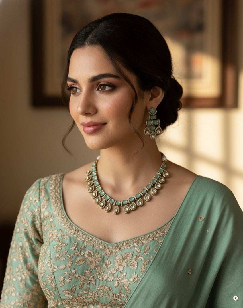 KALA Mint green Necklace Set