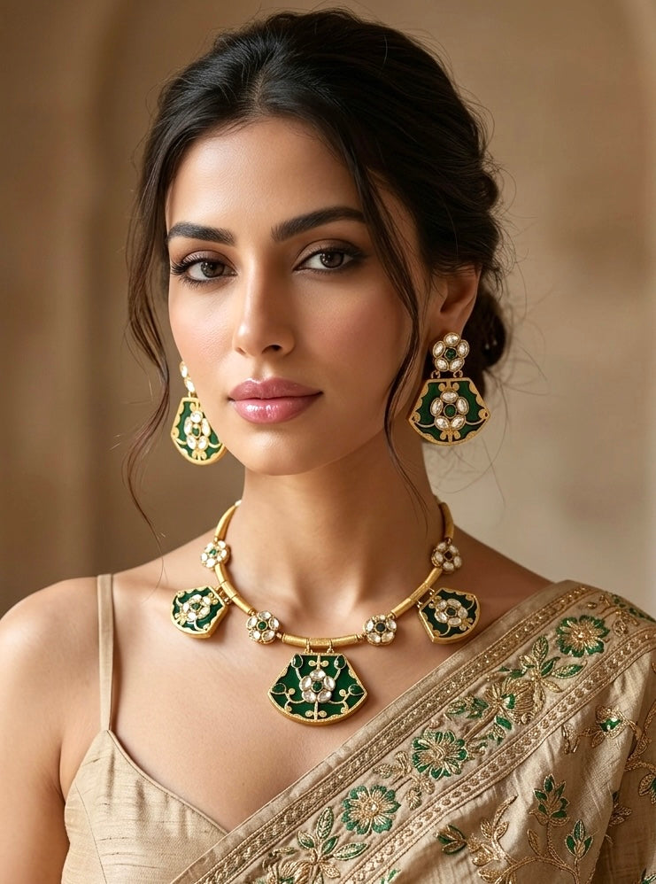 KIAH Green Hasli Necklace Set