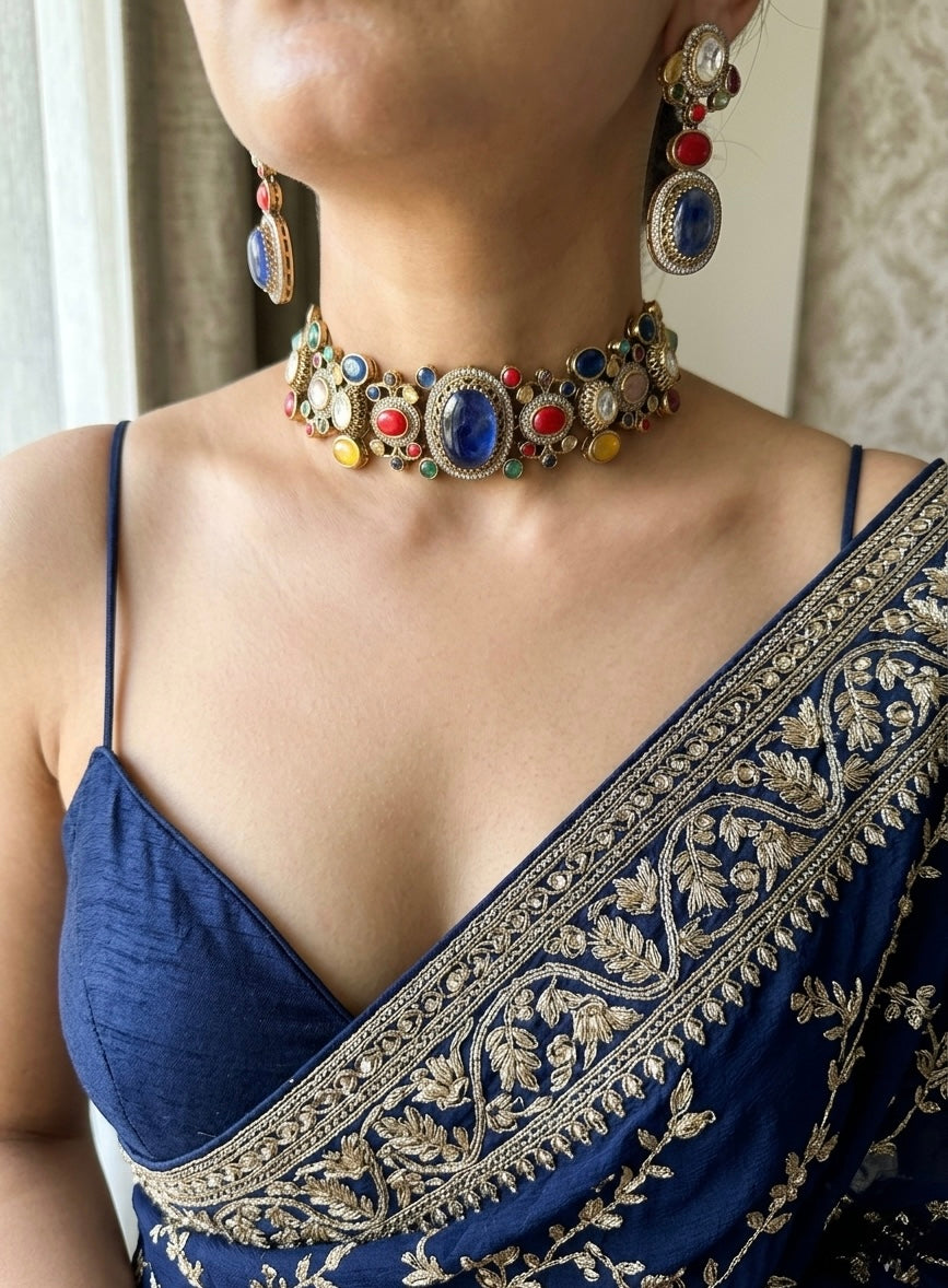 NIRAYA Sabyasachi inspired multicoloured choker set