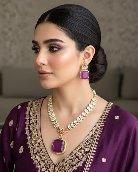 ARLEENA Purple necklace set