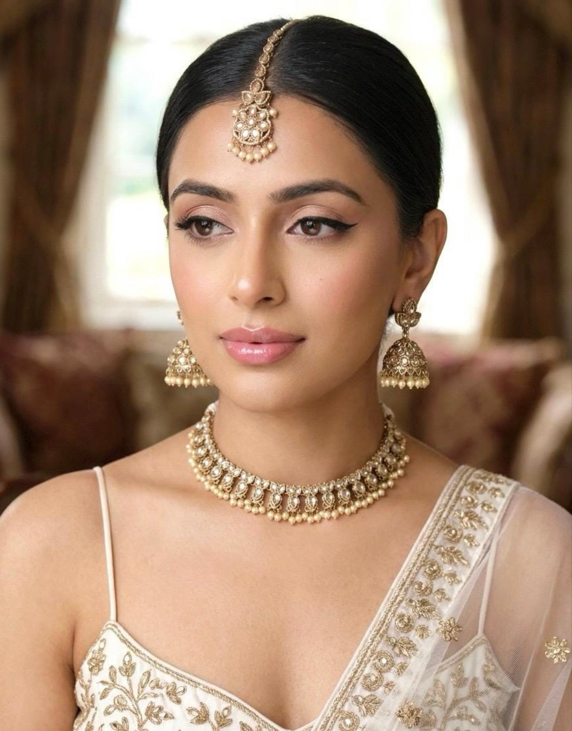 HEMI Clear Polki Necklace Set