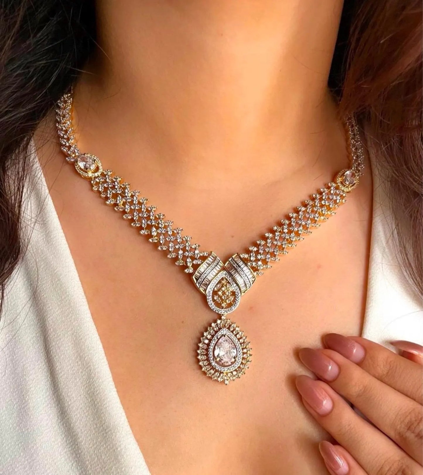 ADAH Ruby Dual Tone AD Pendant Set