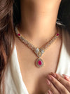 ADAH Ruby Dual Tone AD Pendant Set