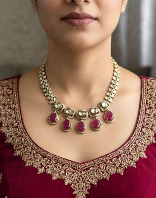 ZIBA Victorian Style Ruby Red Necklace Set