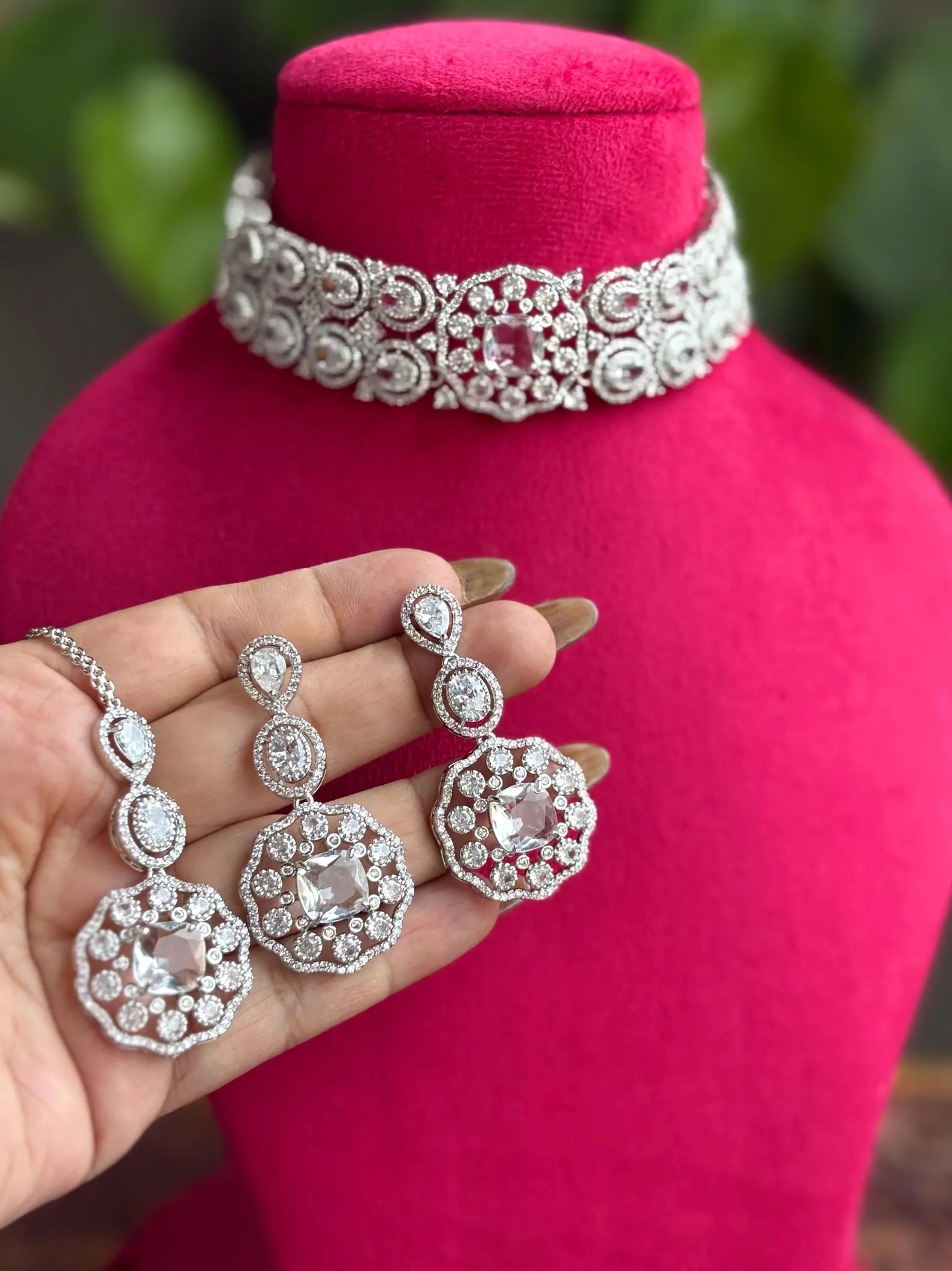 ANAYA Clear Silver Choker AD Set