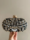 ANORA Black Gold Oval Clutch Purse