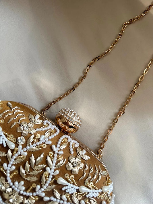 ANORA Black Gold Oval Clutch Purse