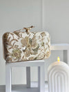 AUDREY White Gold Clutch Purse