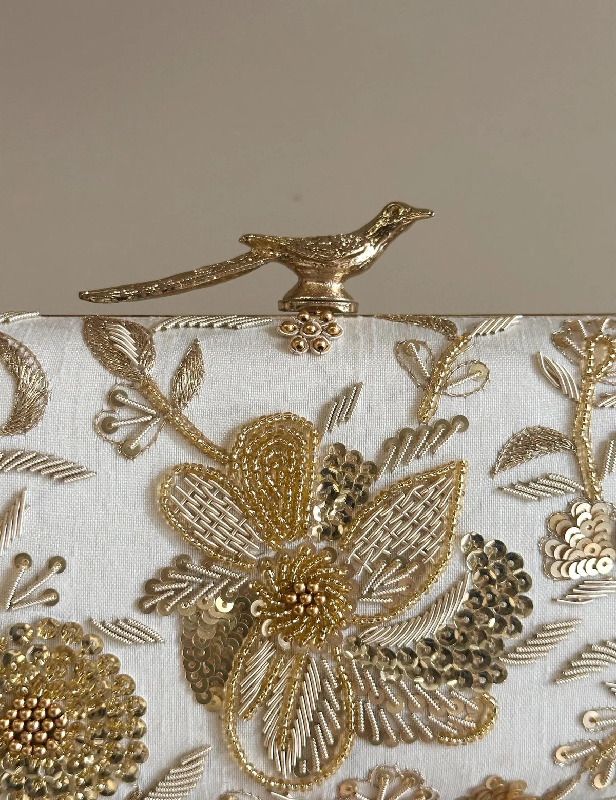 AUDREY White Gold Clutch Purse