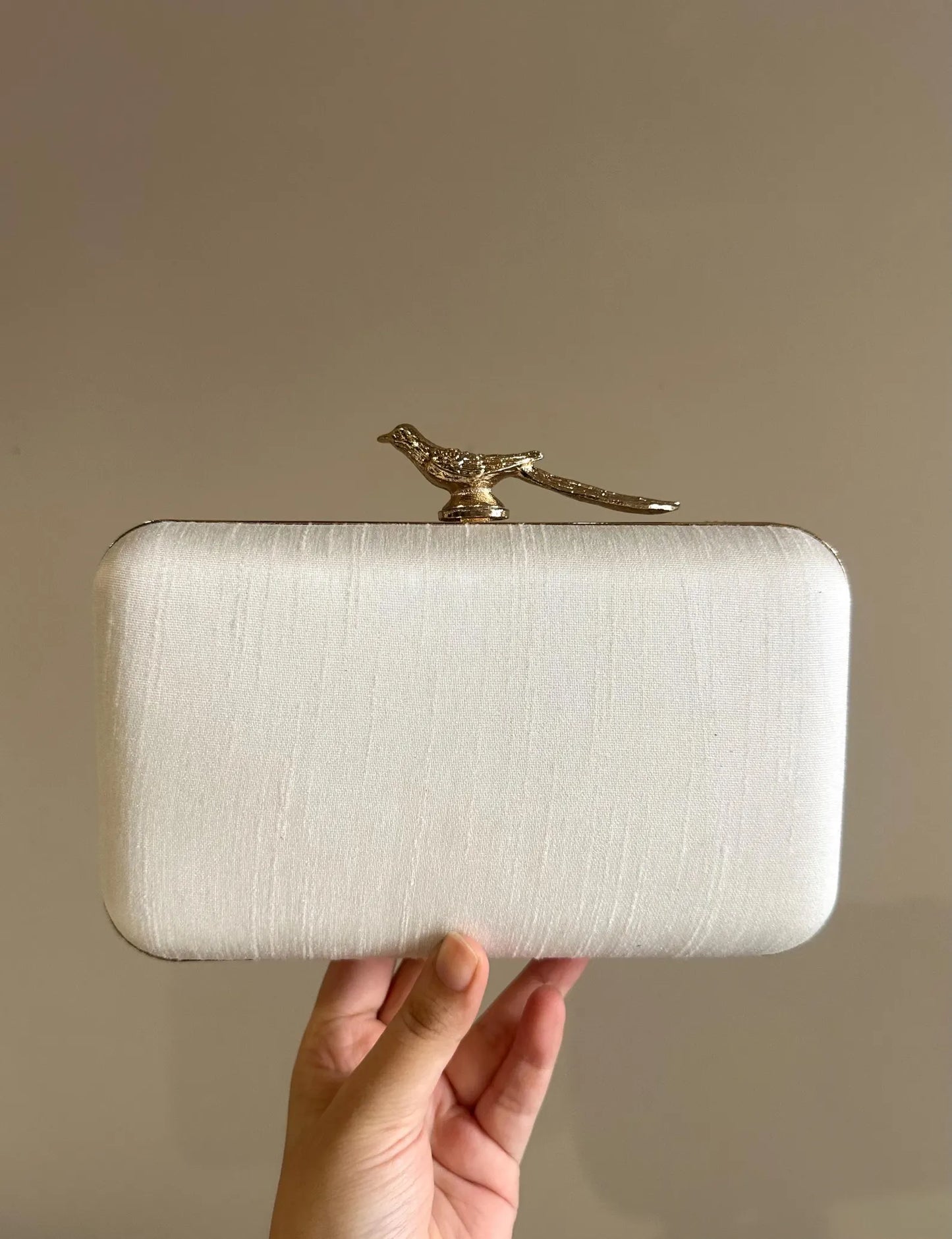 AUDREY White Gold Clutch Purse