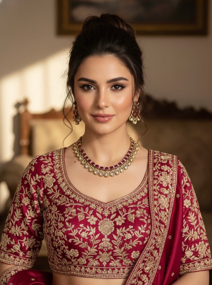 KALA Ruby colour Necklace Set