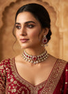MANIKA Ruby Red Polki Choker Necklace Set