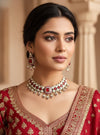 MANIKA Ruby Red Polki Choker Necklace Set