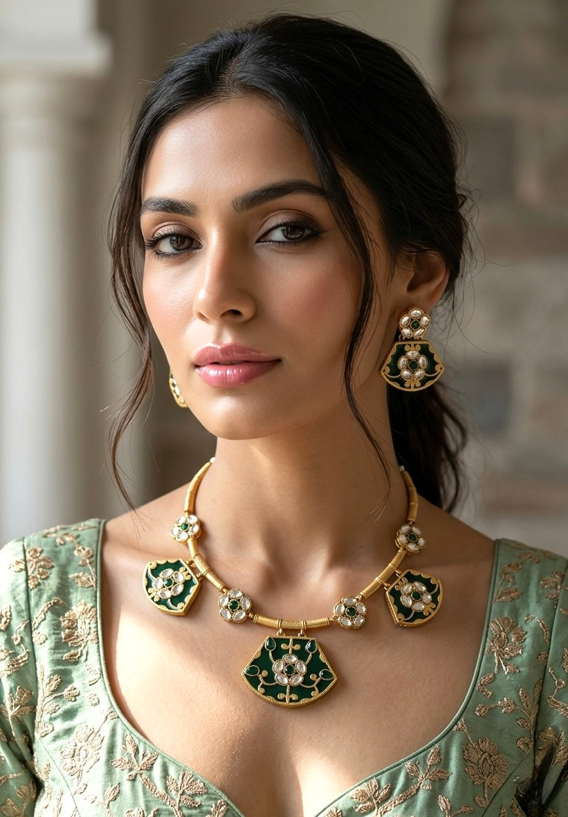 KIAH Green Hasli Necklace Set