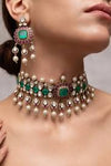 RUHANI Pearl Mint Ruby Polki Choker Necklace Set