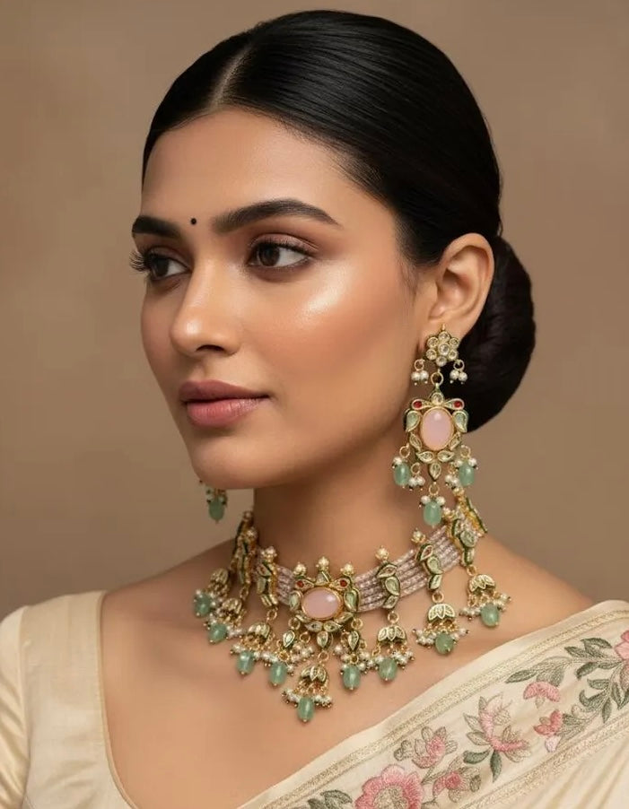 AYESHA Pink Kundan Necklace Set