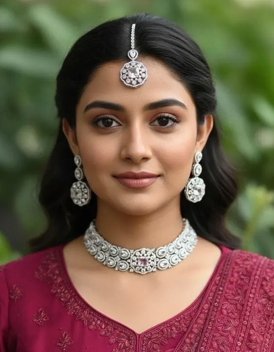 ANAYA Clear Silver Choker AD Set