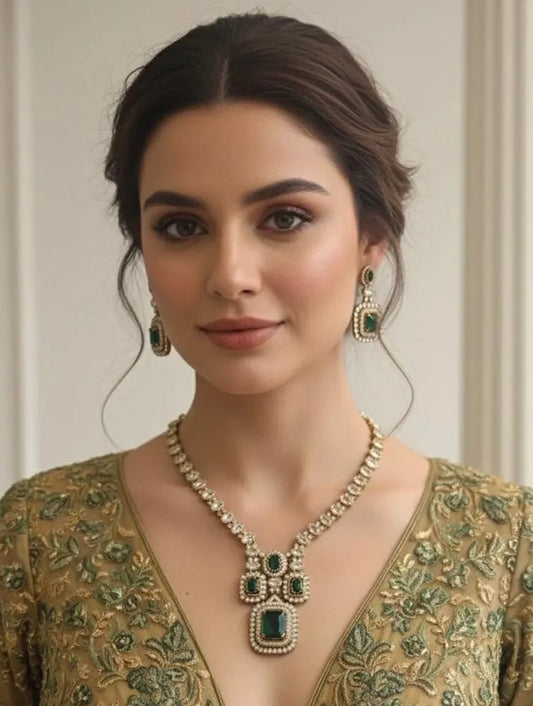 ALINA Green Gold AD Necklace Set