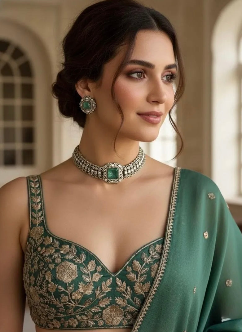 ALAYNA Mint Choker Necklace Set