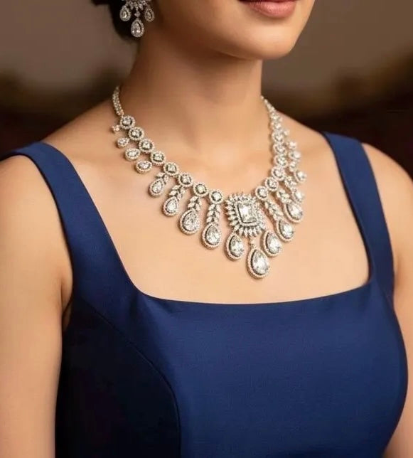 ANNAIKA Clear Gold AD Necklace Set