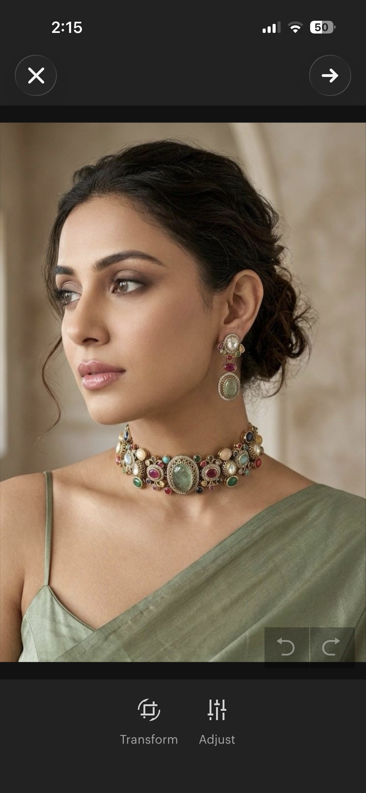 NIRAYA Sage Green Necklace Set