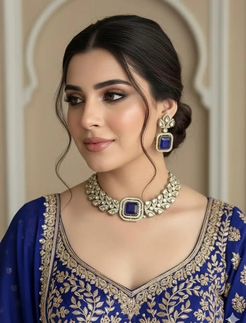 VRINDA Mint Choker Set in Victorian Style