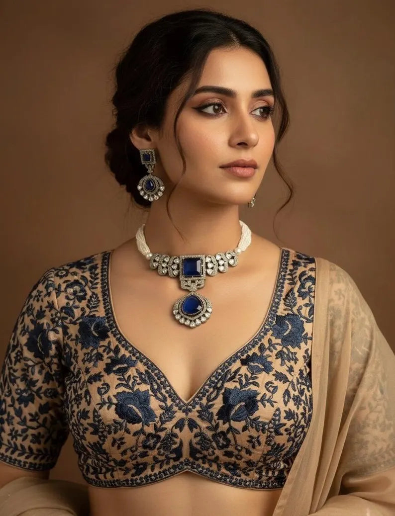 NAYAN Victorian Pearl Choker Necklace Set