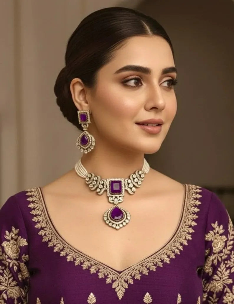 NAYAN Victorian Pearl Choker Necklace Set