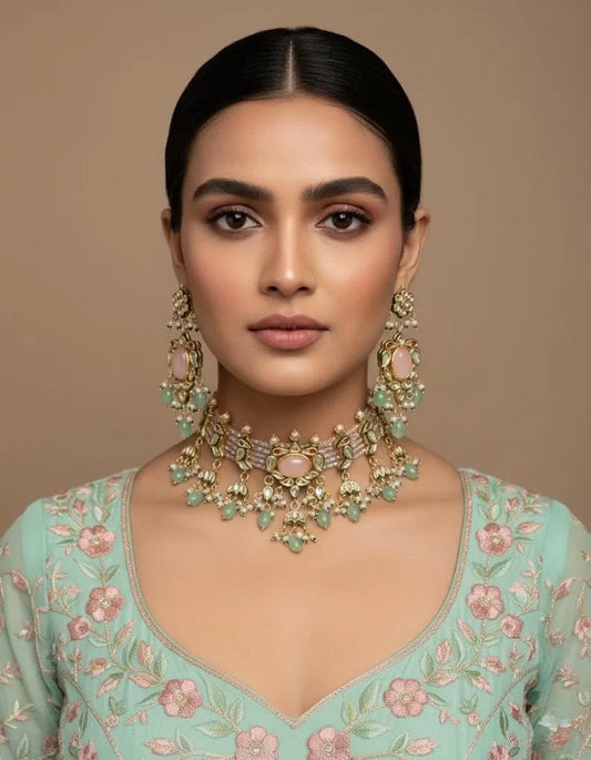 AYESHA Pink Kundan Necklace Set