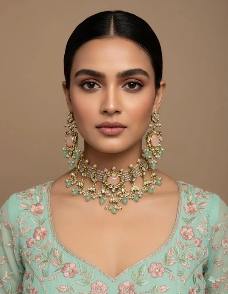 AYESHA Pink Kundan Necklace Set