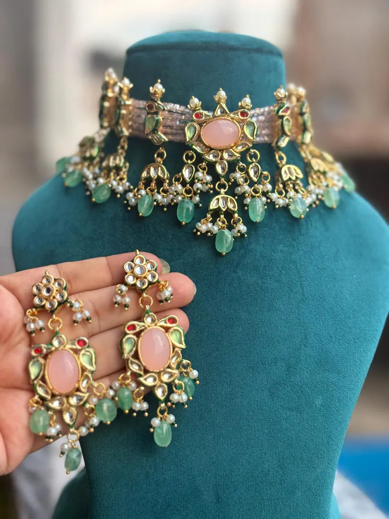 AYESHA Pink Kundan Necklace Set