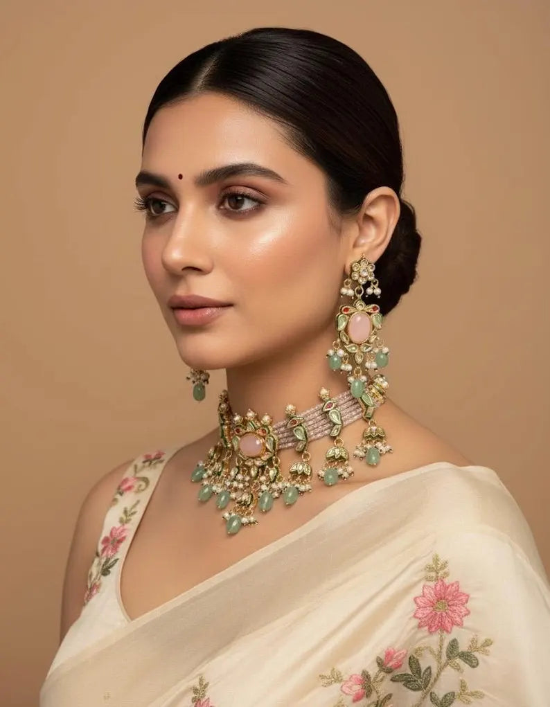 AYESHA Pink Kundan Necklace Set