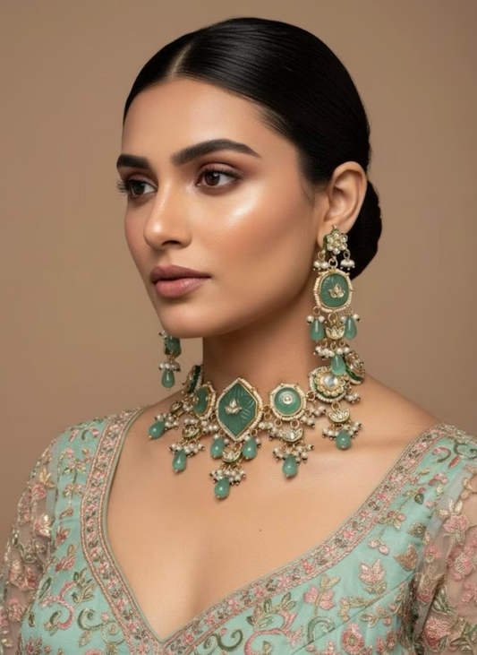 DIYANA Kundan Necklace Set