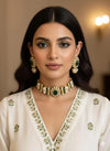 BAANI Green Choker Necklace Set
