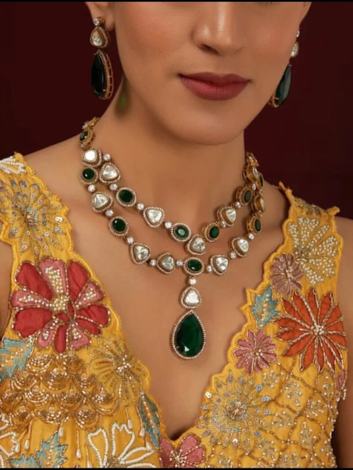 MRIDA Sabyasachi Inspired Green Necklace Set